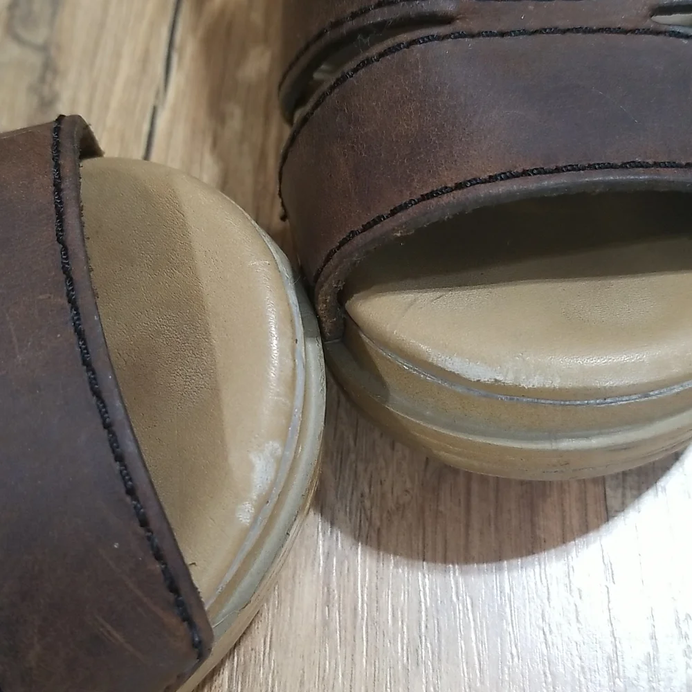 DANSKO Brown Leather Slip-On Wedge Sandal Size 37